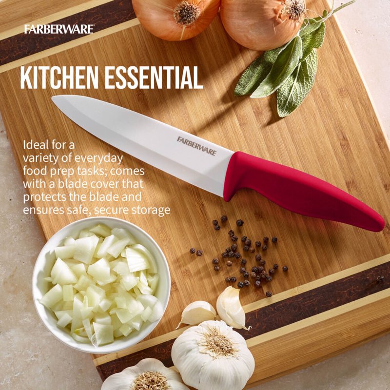Ceramic Chef Knife Set - 6-Inch Red Kitchen Knives (3 Pack)