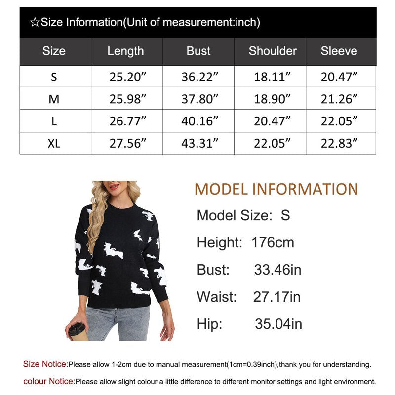 Halloween Bat Print Sweater for Women - Casual Knitted Pullover XL Orange Variation