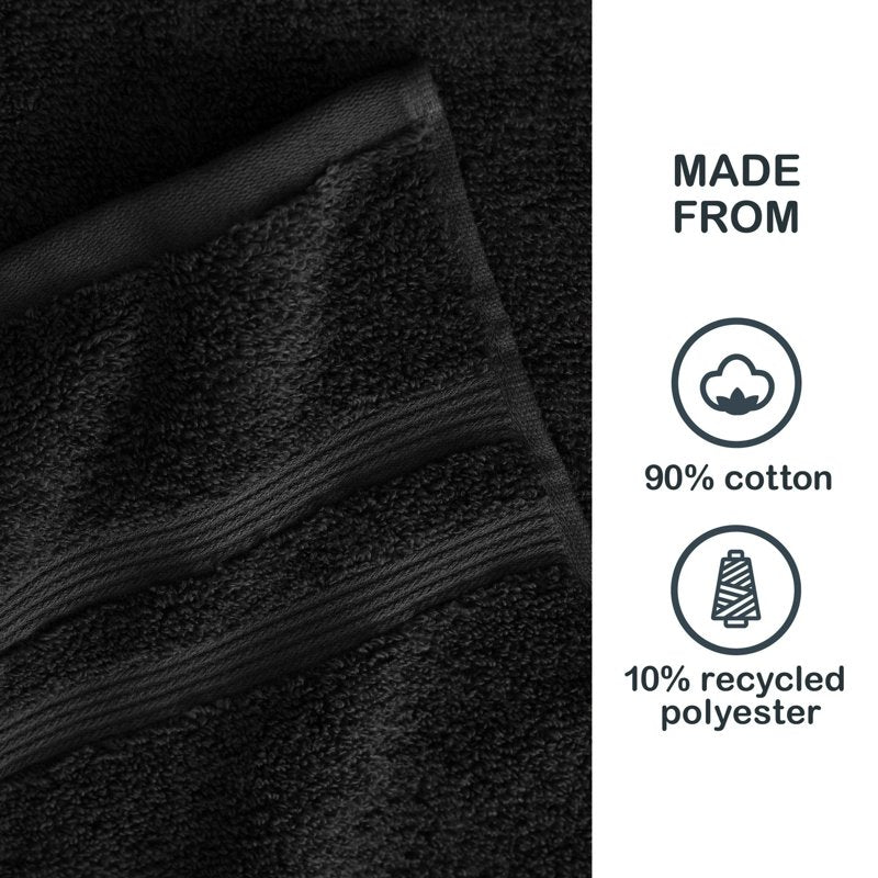 Mainstays Performance 6-Piece Bath Towel Set - Rich Black, Quick Dry & Fade Resistant