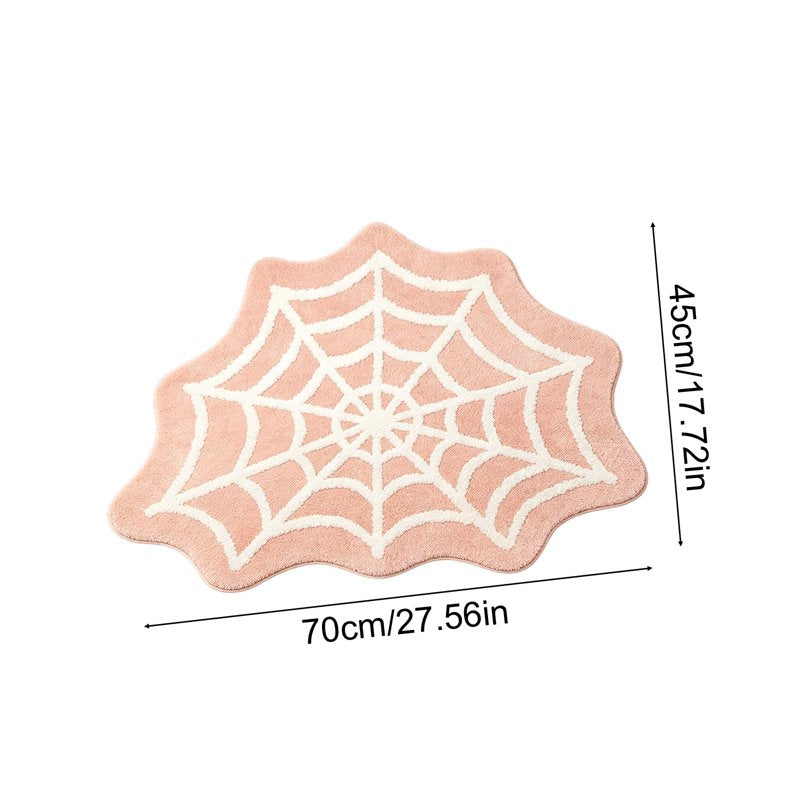 Beige Halloween Spiderweb Floor Mat - Non Slip Entryway & Bathroom Decor