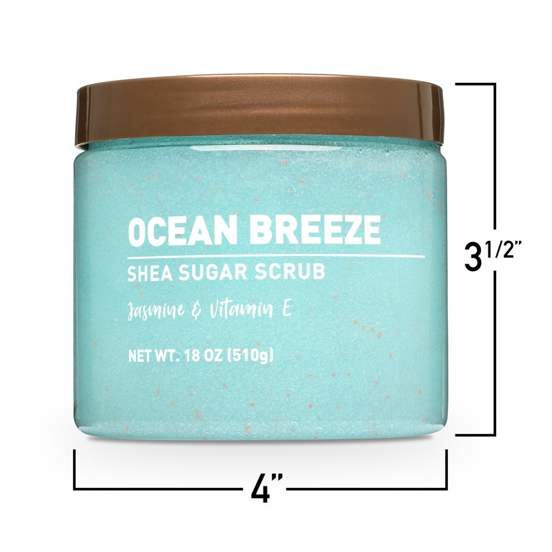 Shea Sugar Scrub, Ocean Breeze Exfoliating Body Scrub, 18 oz