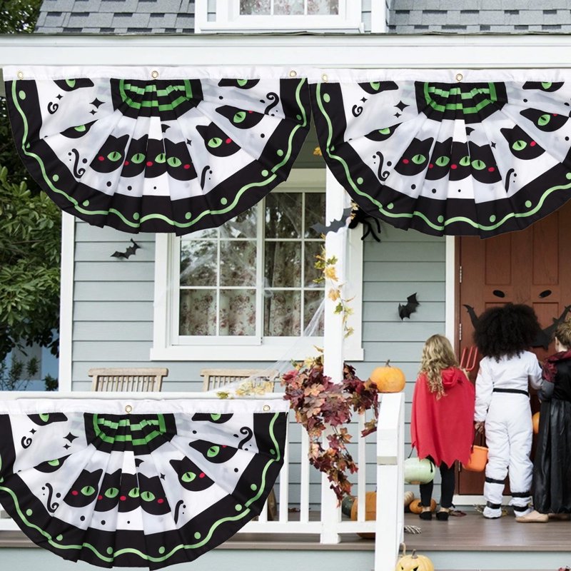 Halloween Fan Flag Banner Outdoor Yard Fence Wall Decor - F Variation