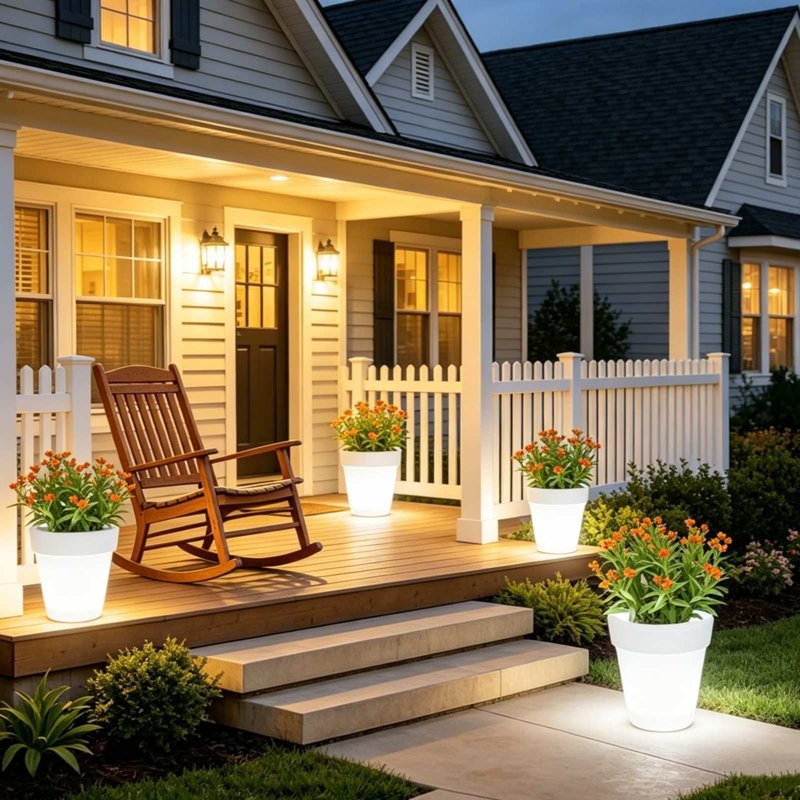 Solar Flower Pot Lights J - Waterproof Outdoor LED Garden Decor