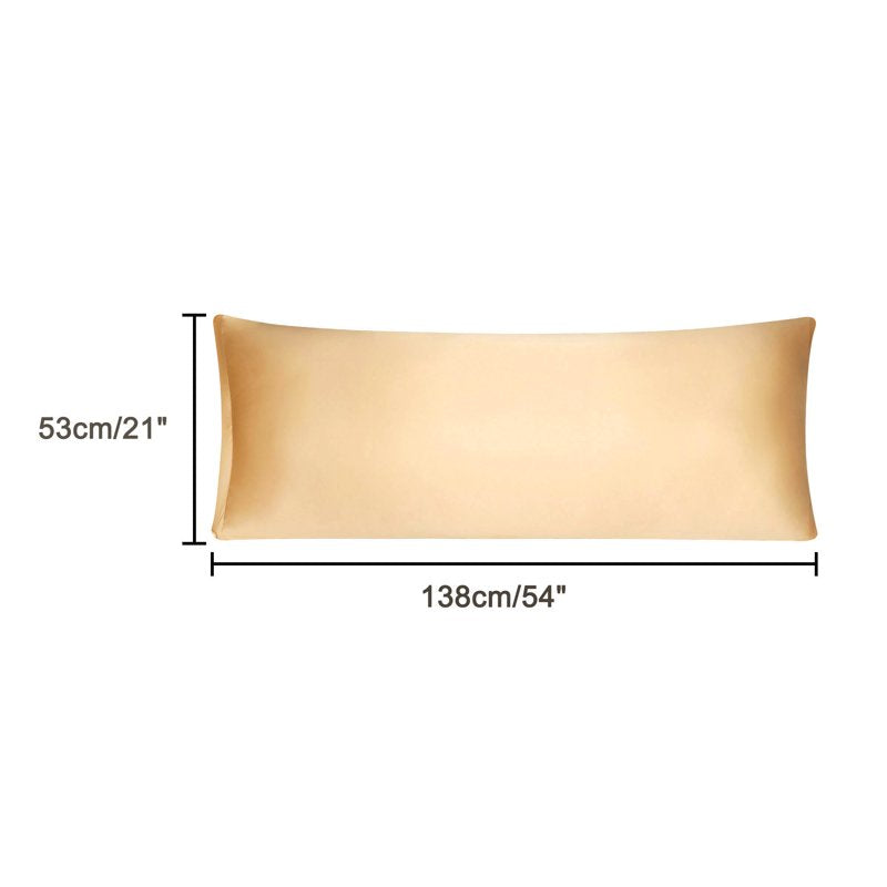 Silky Satin Body Pillow Cover 21x54 Inches Zippered Champagne - Soft & Breathable