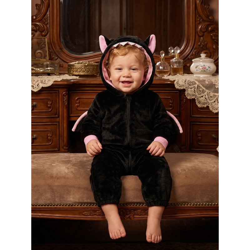 Toddler Bat Costume Kids Infant Baby Girl Boy Fall Winter Romper - Black, 3-4 Years