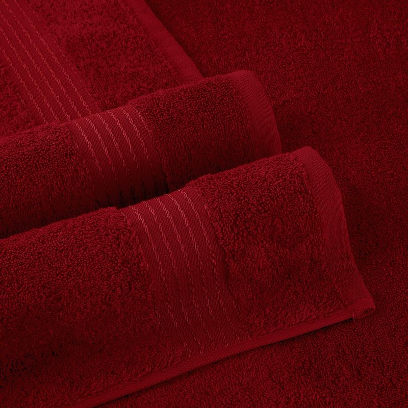 Luxury Turkish Cotton Bath Towel Set - Burgundy, 6 Pieces