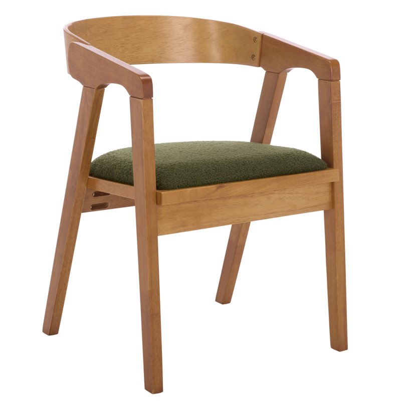 Wildon Modern Dining Arm Chair - Dark Green / Light Walnut