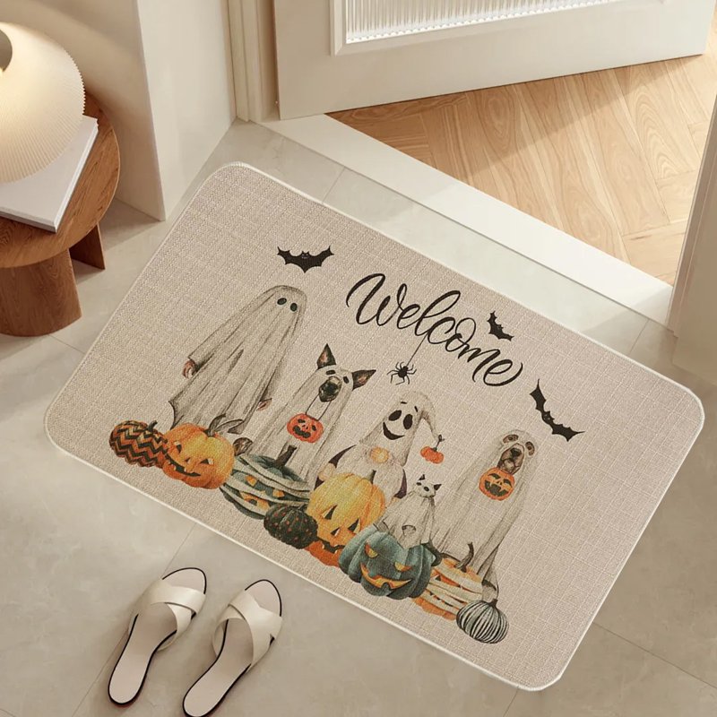 Halloween Doormat 23x15 Inch Jack O Lantern Fall Rug for Front Door & Porch - Variation D