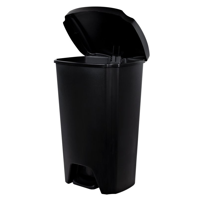 12.1 Gallon Step Trash Can with Foot Pedal Lid - Black