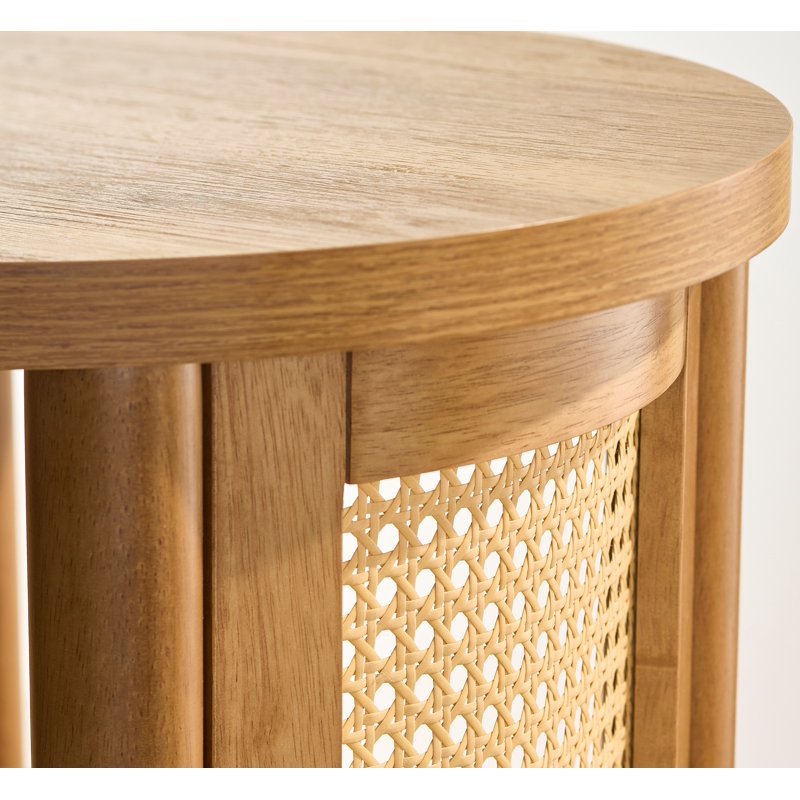 Round Side Table with Woven Detail - Multiple Colors