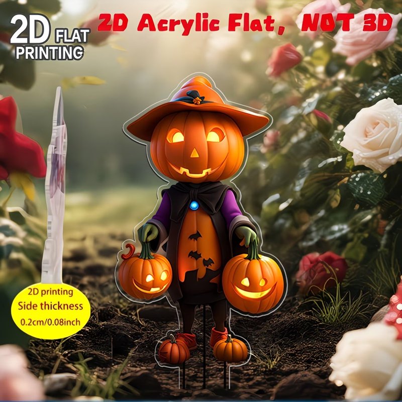 Halloween Pumpkin Character Yard Stake with Acrylic Sign - Variation 1#A