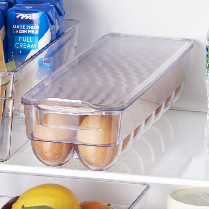 Clear Plastic Egg Holder - 6 Pack for Refrigerator Storage (Holds 14 Eggs)