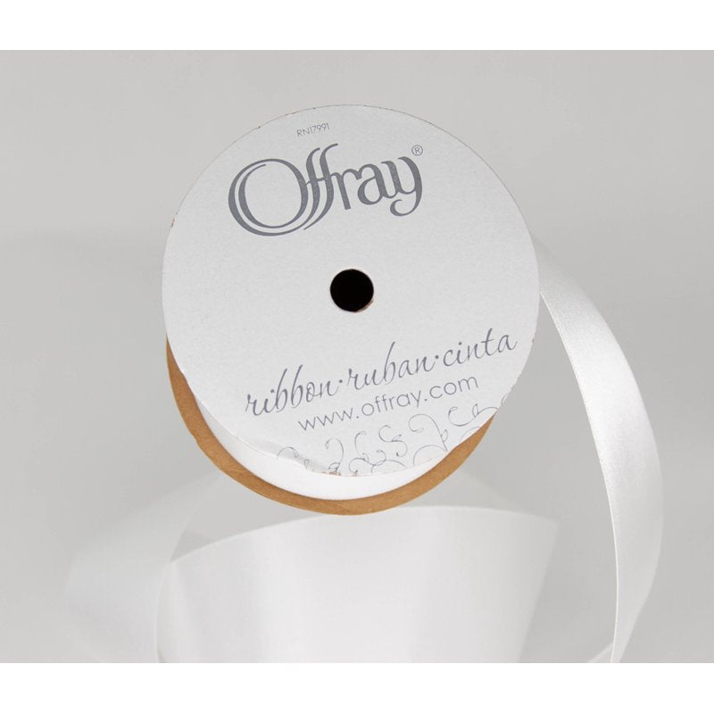 (2 Pack) White Satin Ribbon - 2 1/4 Inch Wide, 9 Feet per Spool, Offray Brand