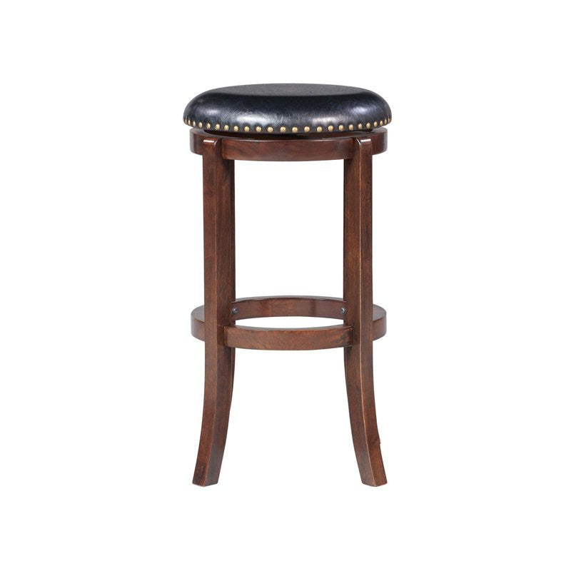 Backless Swivel Counter Stool - 24in Black Faux Leather