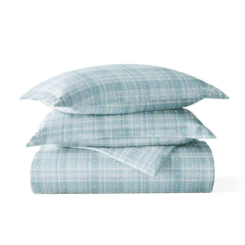 King Aqua Polka Dot Duvet Cover Set - 3-Piece Microfiber Bedding with Shams
