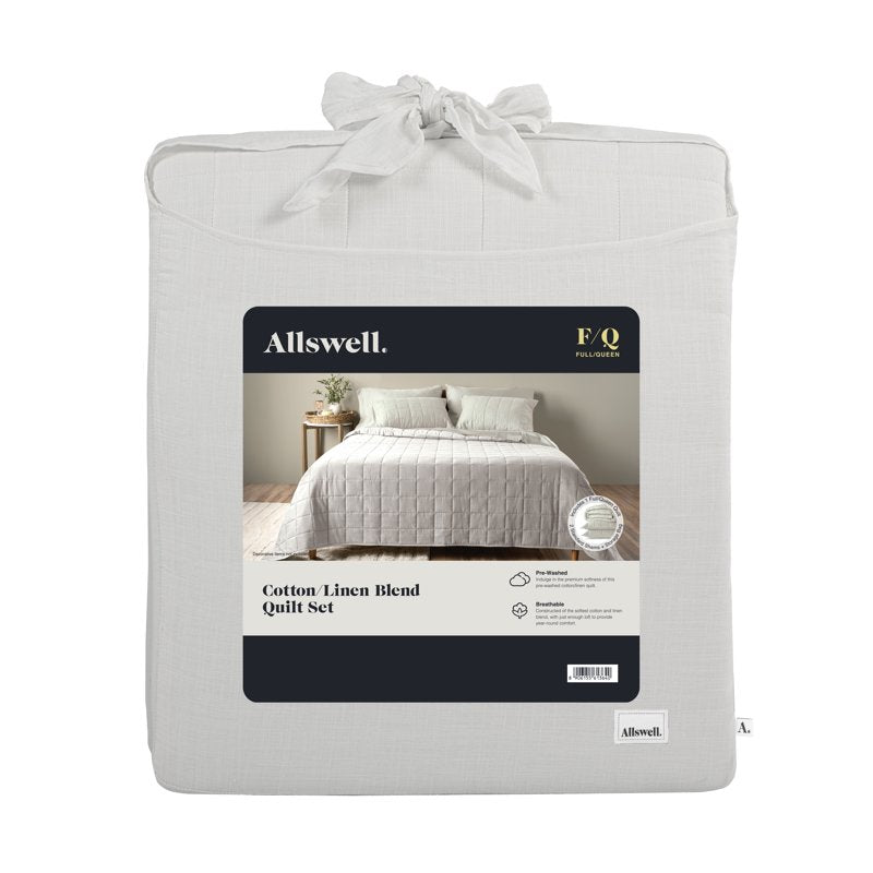 Allswell Cotton Linen Blend Quilt Set - Full/Queen Bleached Linen
