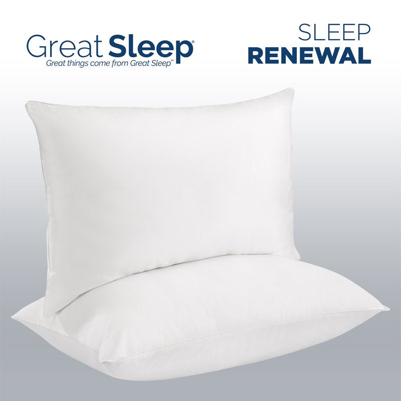 King Size Down Alternative Cotton Sateen Pillow Set - Hotel Style, 2 Pack