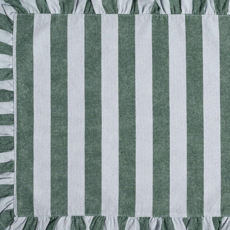Ruffle Stripe Fabric Placemat - Cornflower Blue & Thyme Green, 20" x 14"