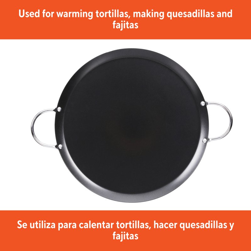 11-Inch Round Carbon Steel Nonstick Comal with Metal Handles