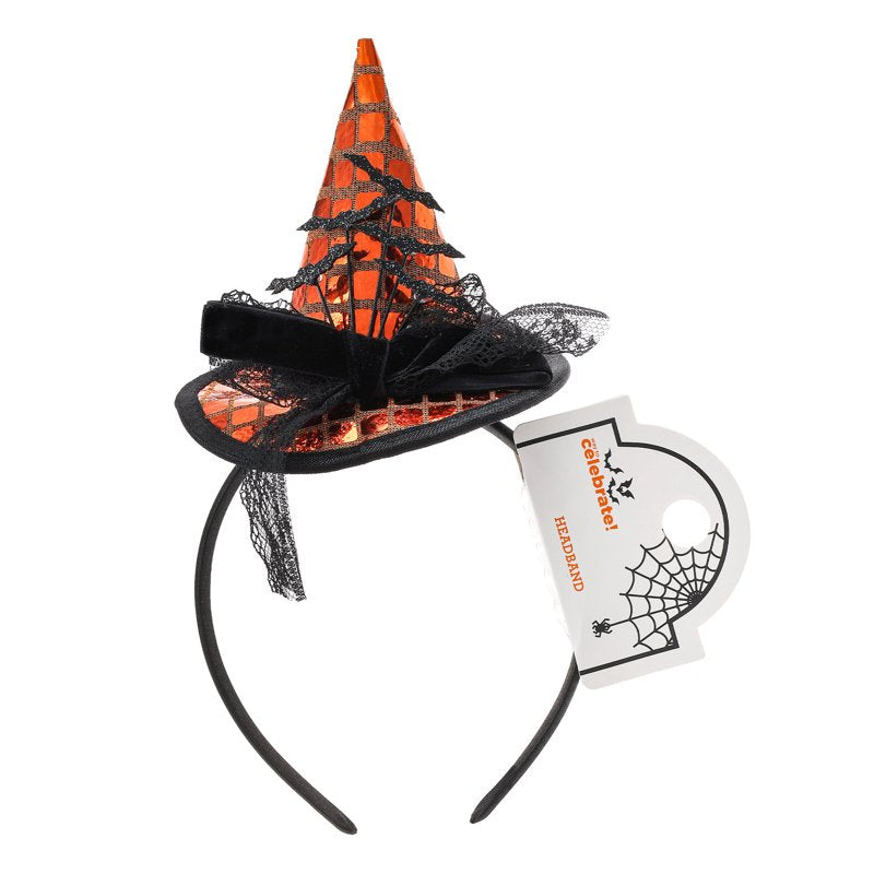 Halloween Embellished Witch Hat Headband for Women - Festive Costume Accessory