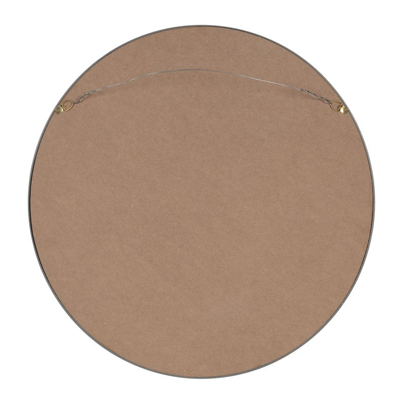 Round Wood Wall Mirror 21.6 Inch Diameter Gray Modern Home Decor
