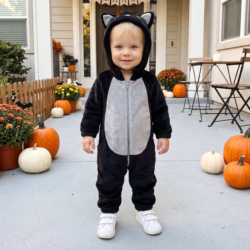 Gray Toddler Cat Costume Jumpsuit for Kids Halloween Cosplay 9-18 Months