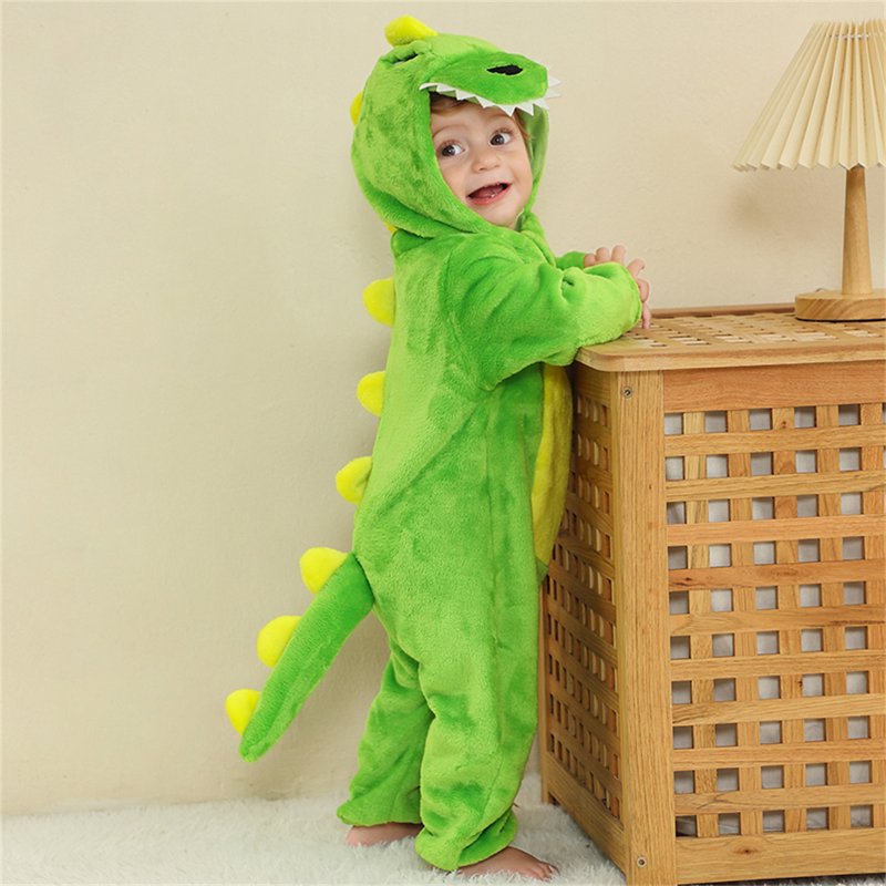 Infant Dinosaur Costume - Green Baby Romper for 6-12 Months Winter Dress Up