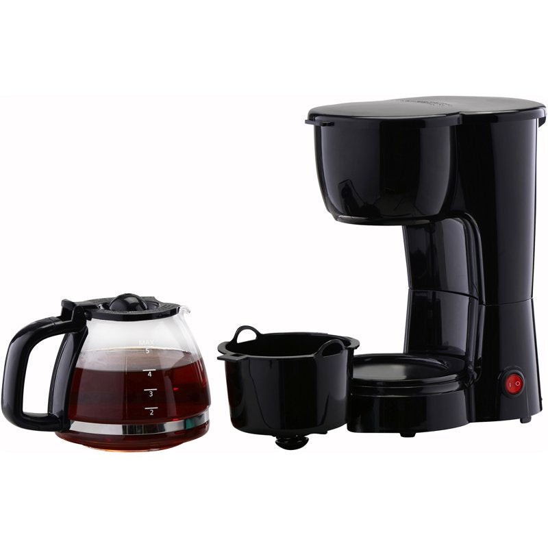 Compact 5-Cup Drip Coffee Maker with Keep Warm & Auto Shut-Off - Black