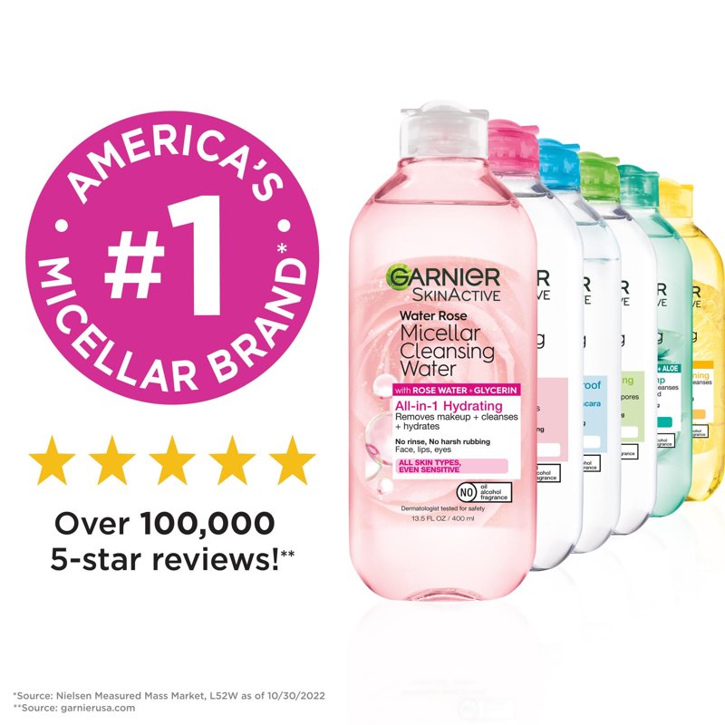 Hydrating Rose Water Micellar Cleansing Water - Makeup Remover & Face Cleanser