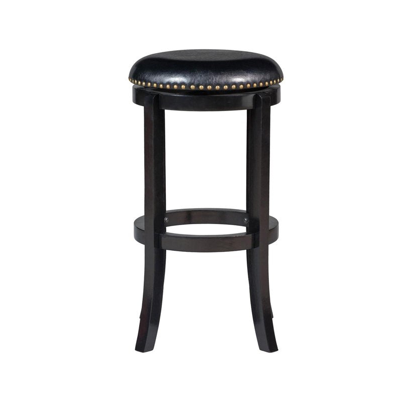 Backless Swivel Counter Stool - 24in Black Faux Leather