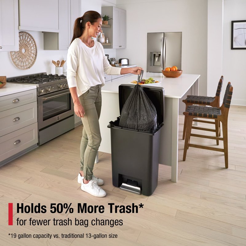 19 Gallon Dual Compartment Kitchen Trash Can - Stainless Steel Rim
