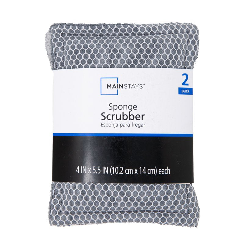 Cotton Sponge Scrubbers - 2 Pack, Eco-Friendly Cleaning Tool, Gray