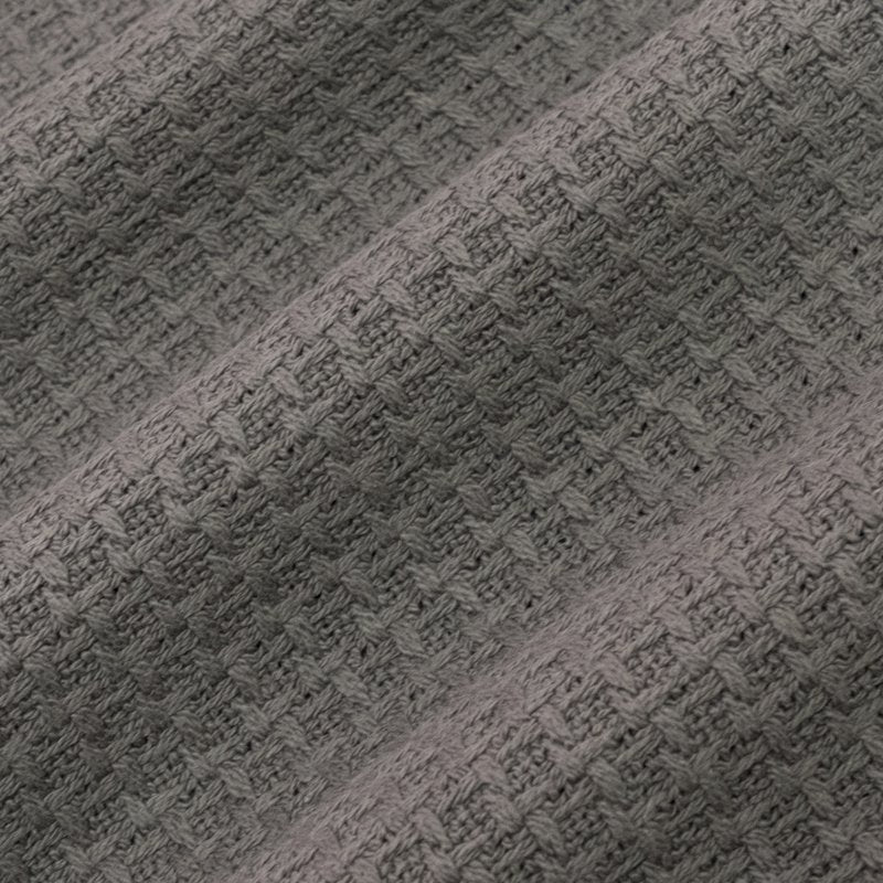 King Houndstooth Cotton Blanket - Soft Breathable Bed Cover - Gray