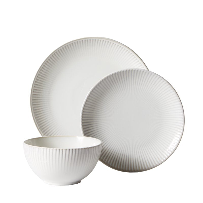 12-Piece Stoneware Dinnerware Set - Cream, 2 Pack