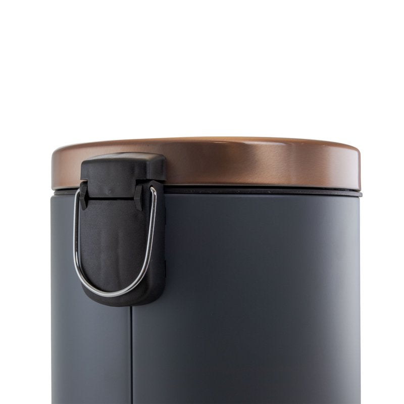 12L Gray and Copper Soft Pedal Trash Bin for Office & Kitchen