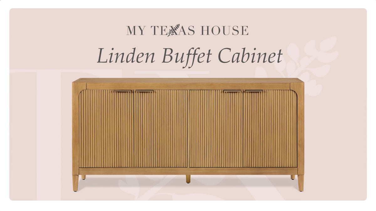 Linden Fluted Buffet Cabinet with Adjustable Shelves - Warm Brown