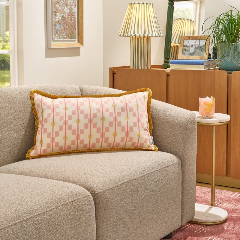 Pink Diamond Geo Decorative Pillow 14x24 Lumbar Cushion by Drew Barrymore - Pink