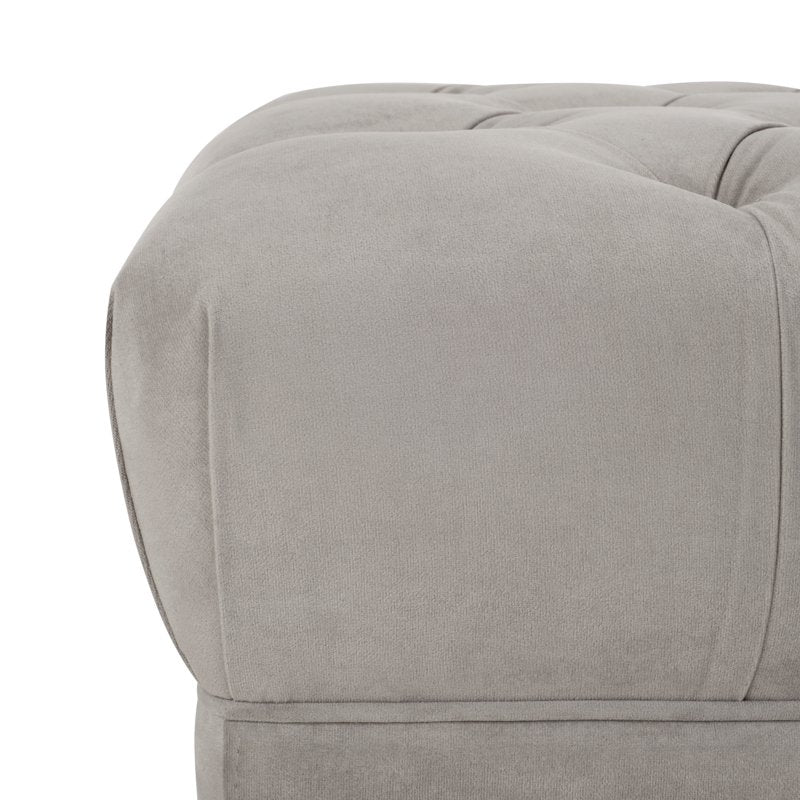 Modern Glam Rectangular Tufted Bench - Grey/Brass