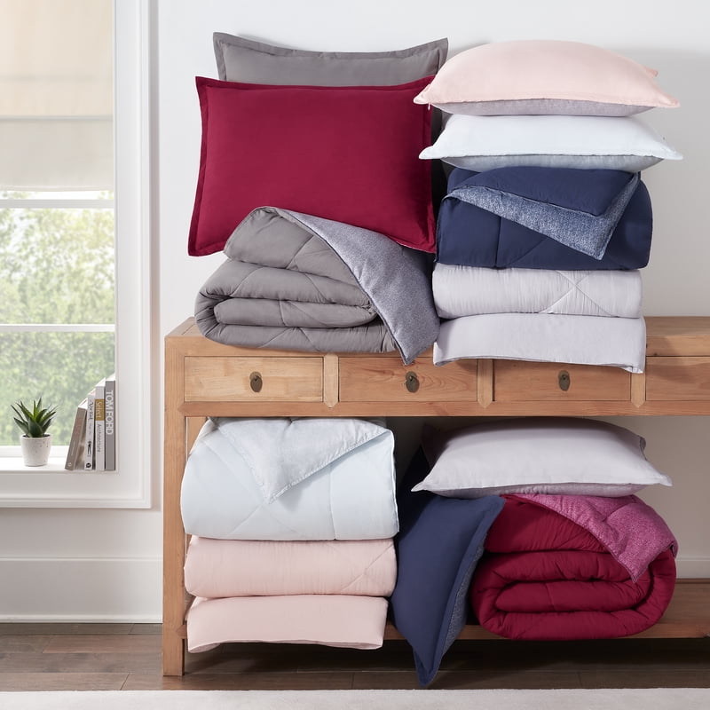 King Dark Blue Cooling Supersoft Reversible Bedding Bed Set - 7 Pieces