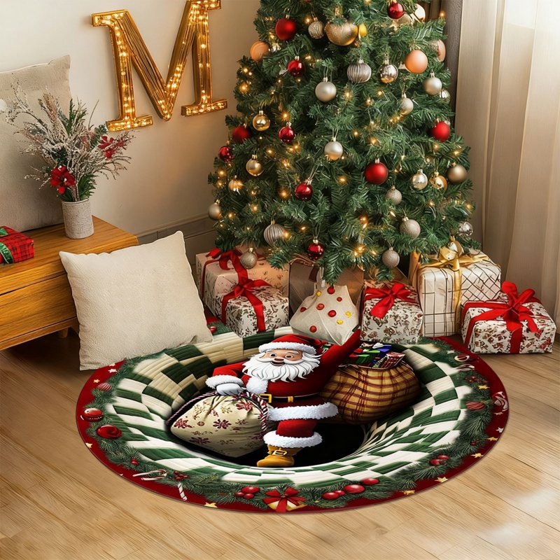 Black Ghost Pattern Gothic Bathroom Rug - Halloween Decor Indoor Floor Mat - Christmas Santa Variation #6B
