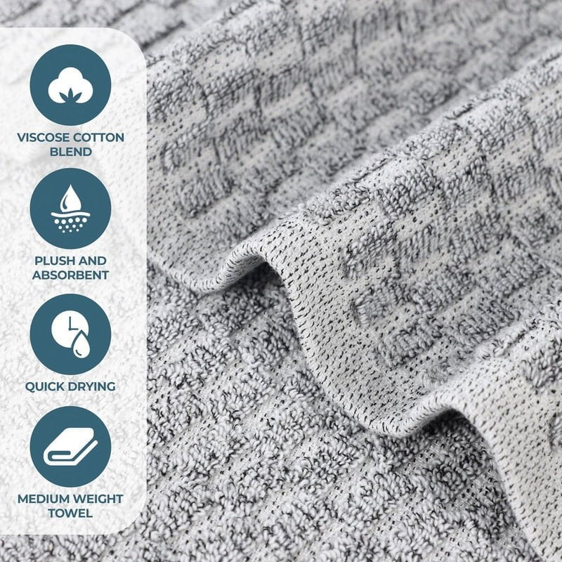 12-Piece Charcoal Cotton-Blend Face Towels Set | Medium Weight & Quick-Drying