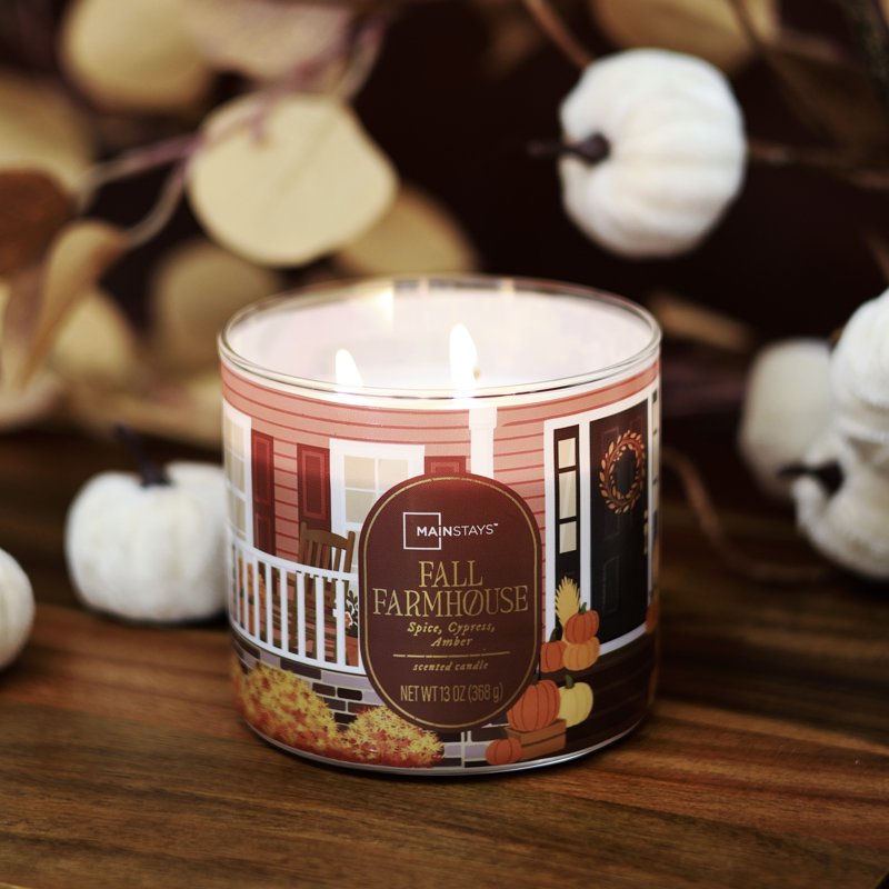 Fall Farmhouse Scented Candle - 3-Wick 13oz Decorative Candle