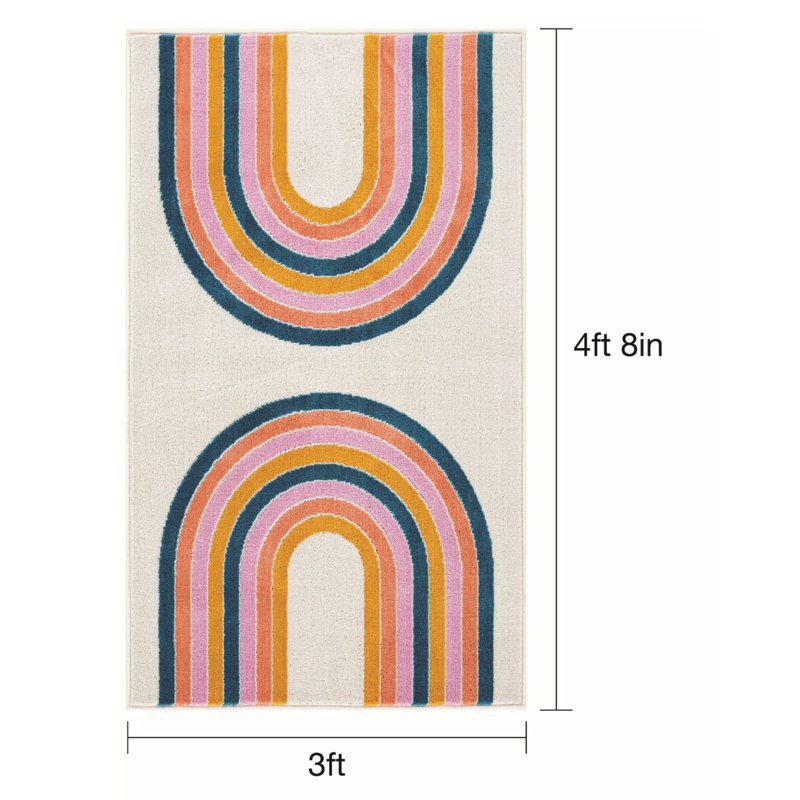 Rainbow Arches Indoor Area Rug - 36 x 56 Inch Non-Slip Stain-Resistant Carpet
