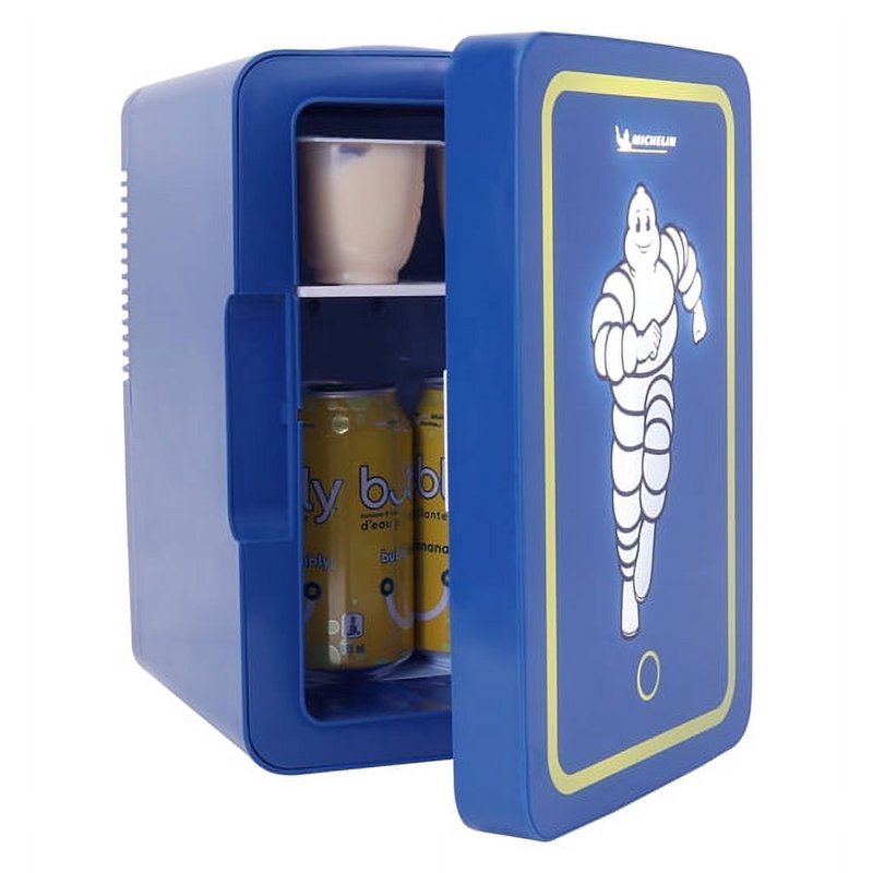 Portable Mini Fridge with LED Light - 6 Can Cooler, 12V/110V