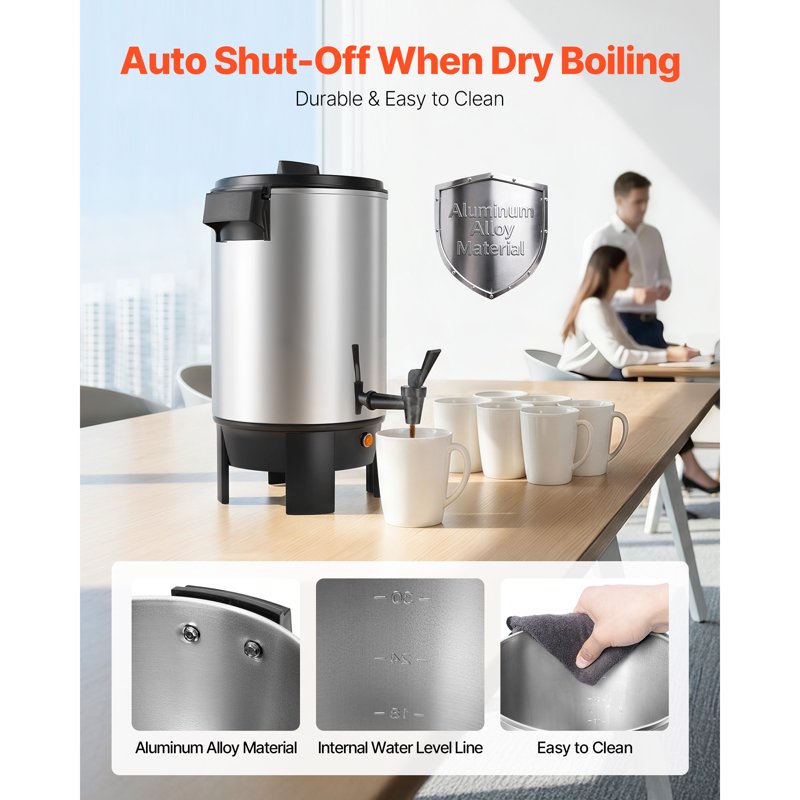 30-Cup Commercial Coffee Urn - 152oz Fast Brewing Dispenser