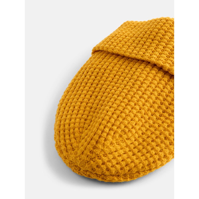 Halloween Women's Waffle Beanie Hat - Mustard - Cuffed Knit Winter Hat
