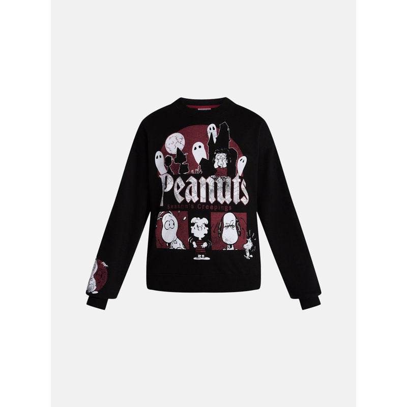 Rich Black Peanuts Halloween Graphic Fleece Sweatshirt for Women XXS