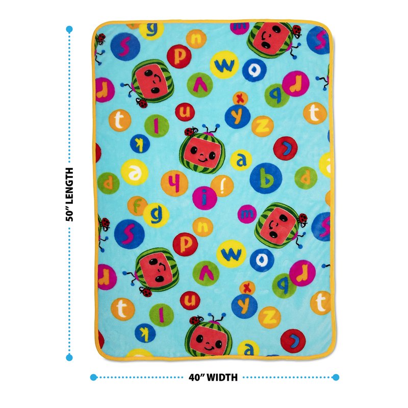 Cocomelon Toddler Blanket - Coral Plush Character Print, 40x50 Inches - Blue Variation