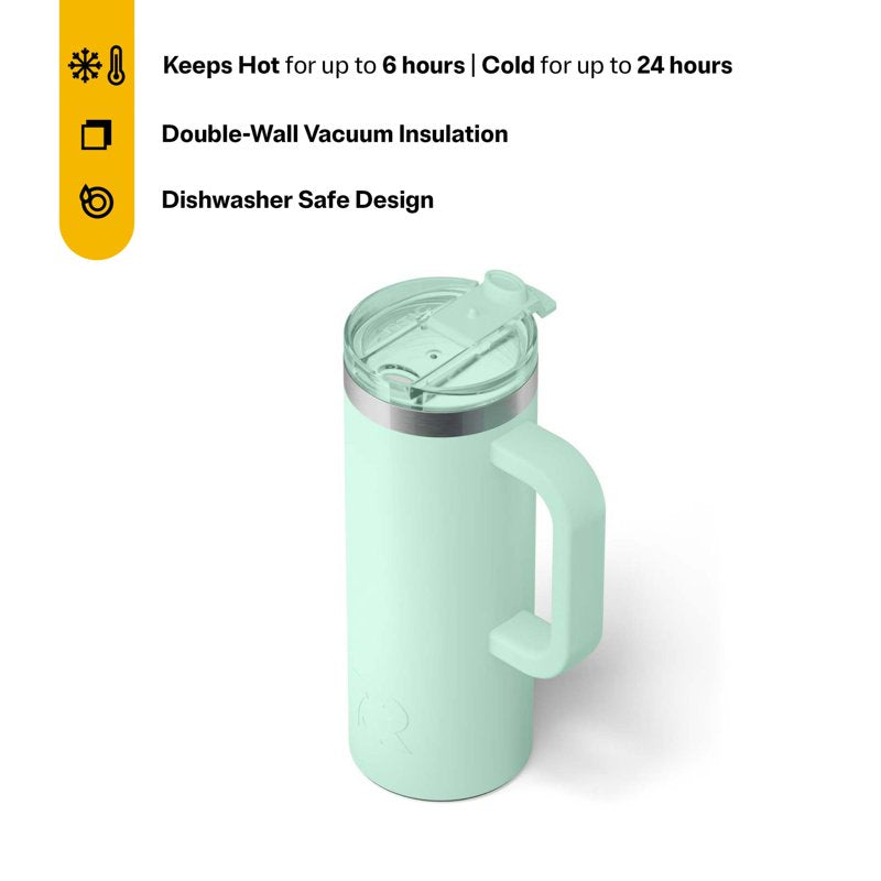 20 oz Insulated Travel Mug - Ceramic Lined, Leak-Resistant, Fresh Mint