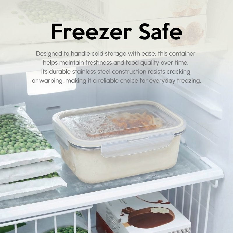 5.08-Cup Stainless Steel Microwavable Food Storage Container - 2 Pack